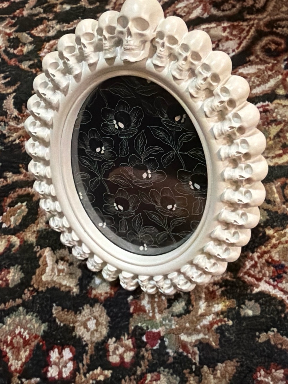 White Skull Frame Mirror - Home Wall Decor